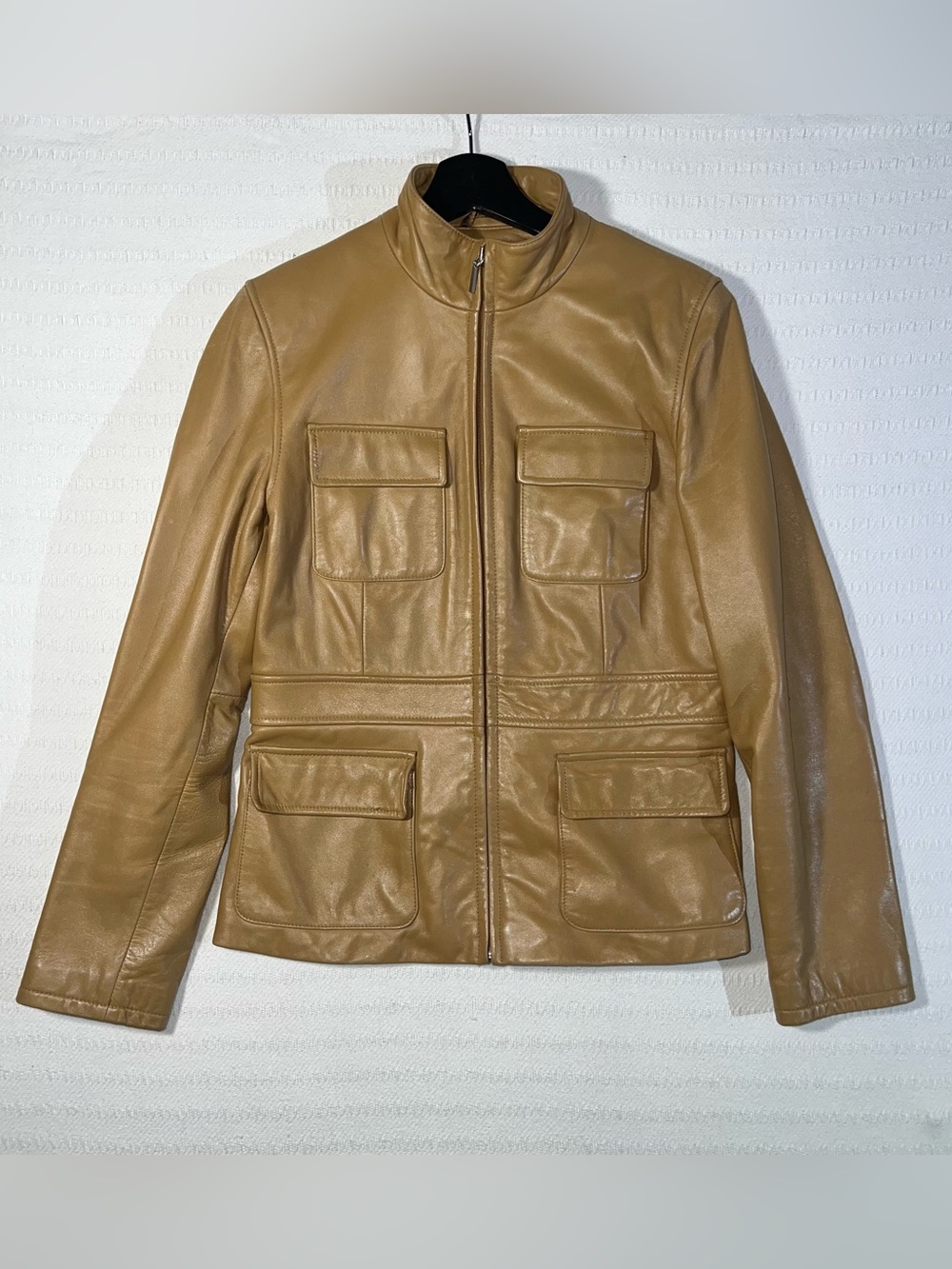 Kenneth Cole Reaction Womens Genuine Leather Moto Jacket Size M Soft Comfortable